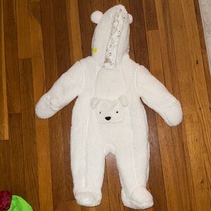 Cozy White Bear Hooded Bodysuit